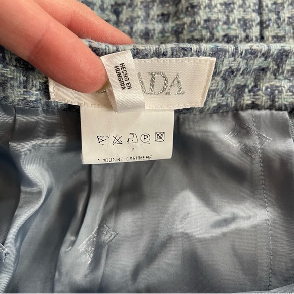 Escada 100% Cashmere Blue Straight Skirt Size 12 - Picture 6 of 8